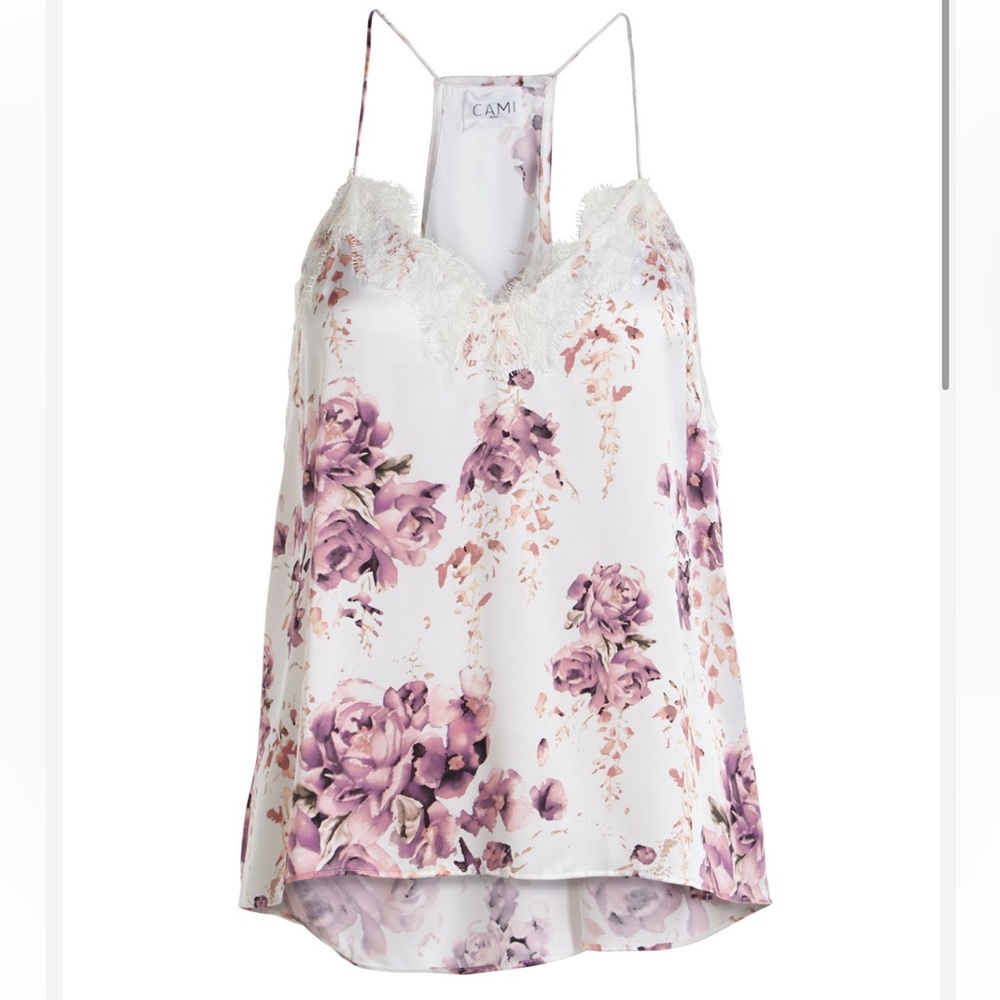 Cami NYC The Racer Silk Charmeuse Floral-Print Camisole